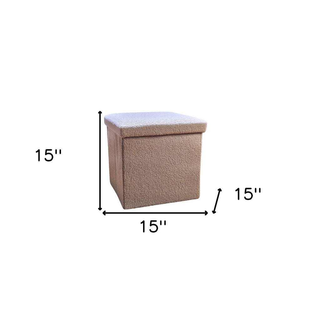 15" Black Boucle Cube Storage Ottoman