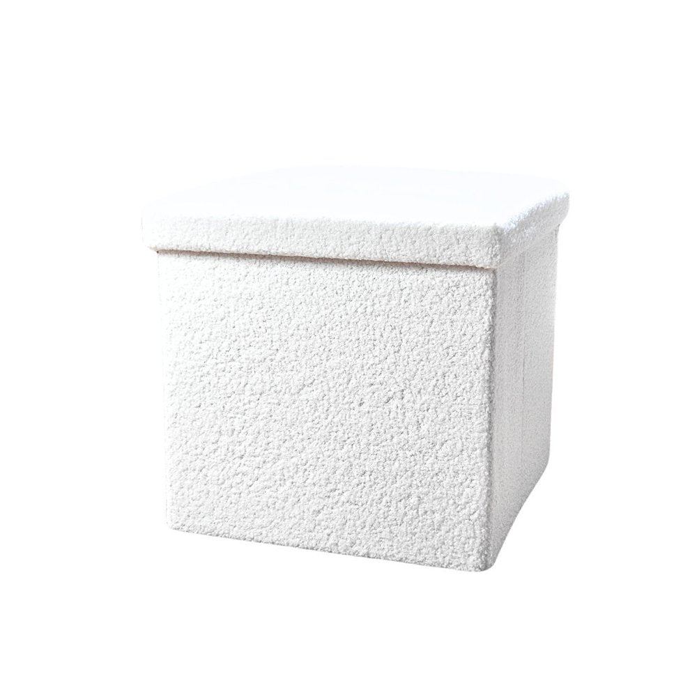 15" Black Boucle Cube Storage Ottoman