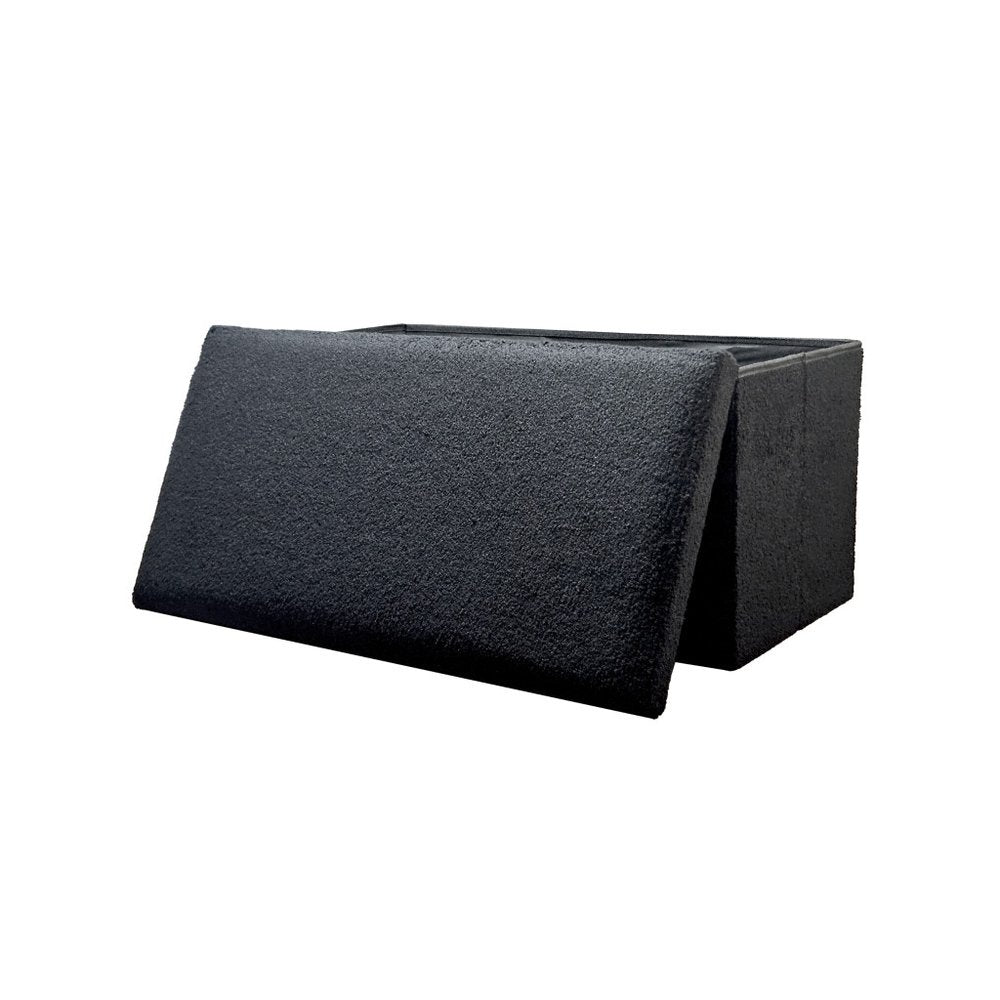 30" Black Boucle Storage Ottoman