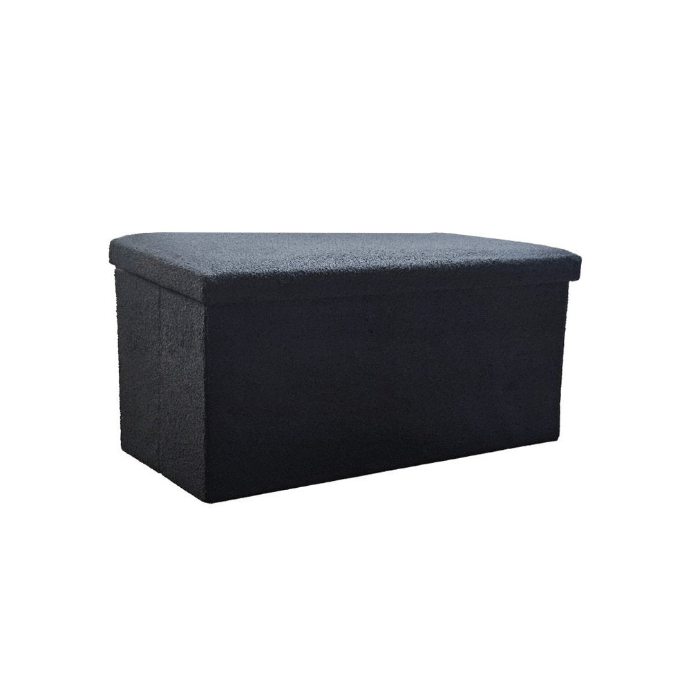 30" Black Boucle Storage Ottoman