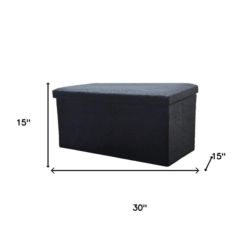 30" Black Boucle Storage Ottoman