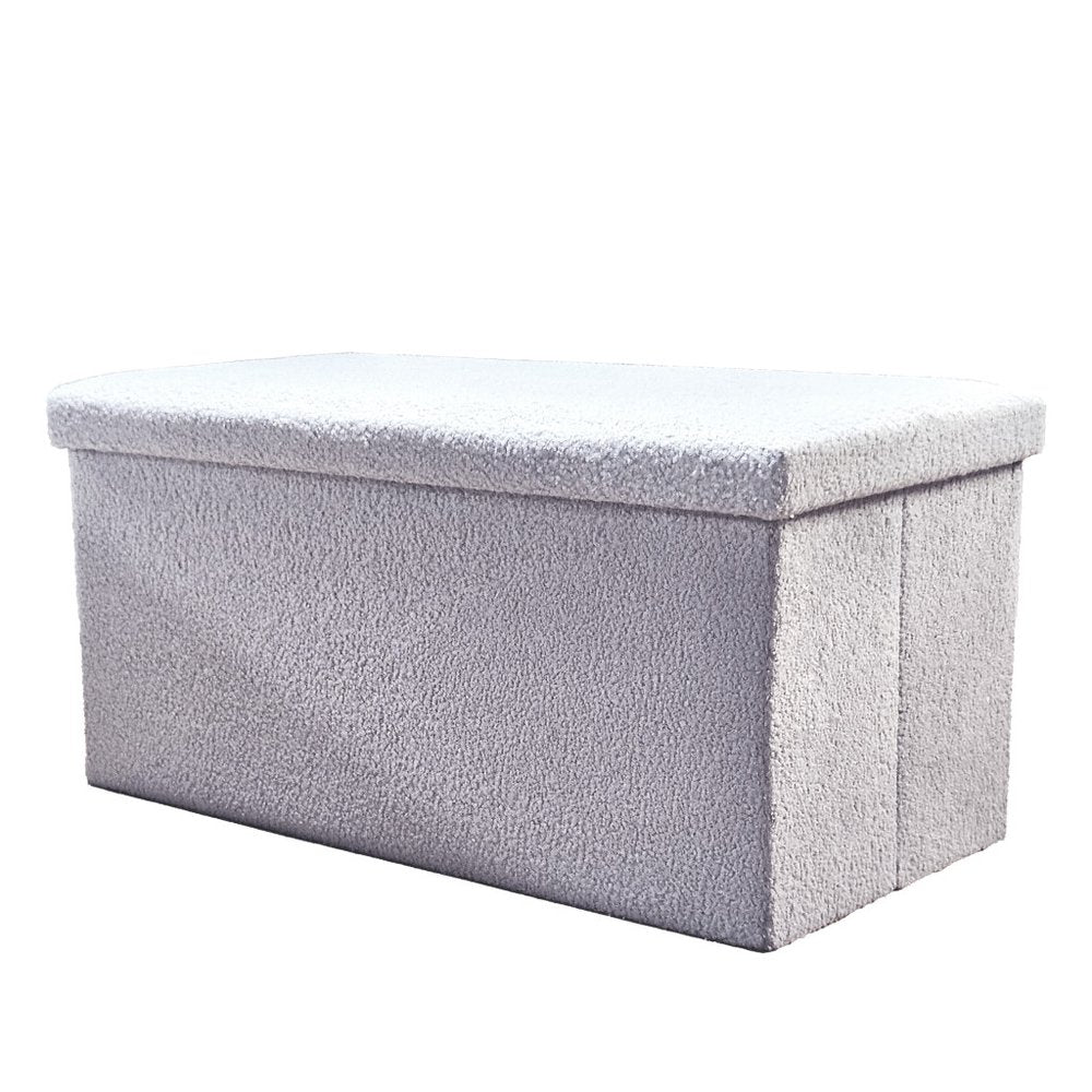 30" Black Boucle Storage Ottoman