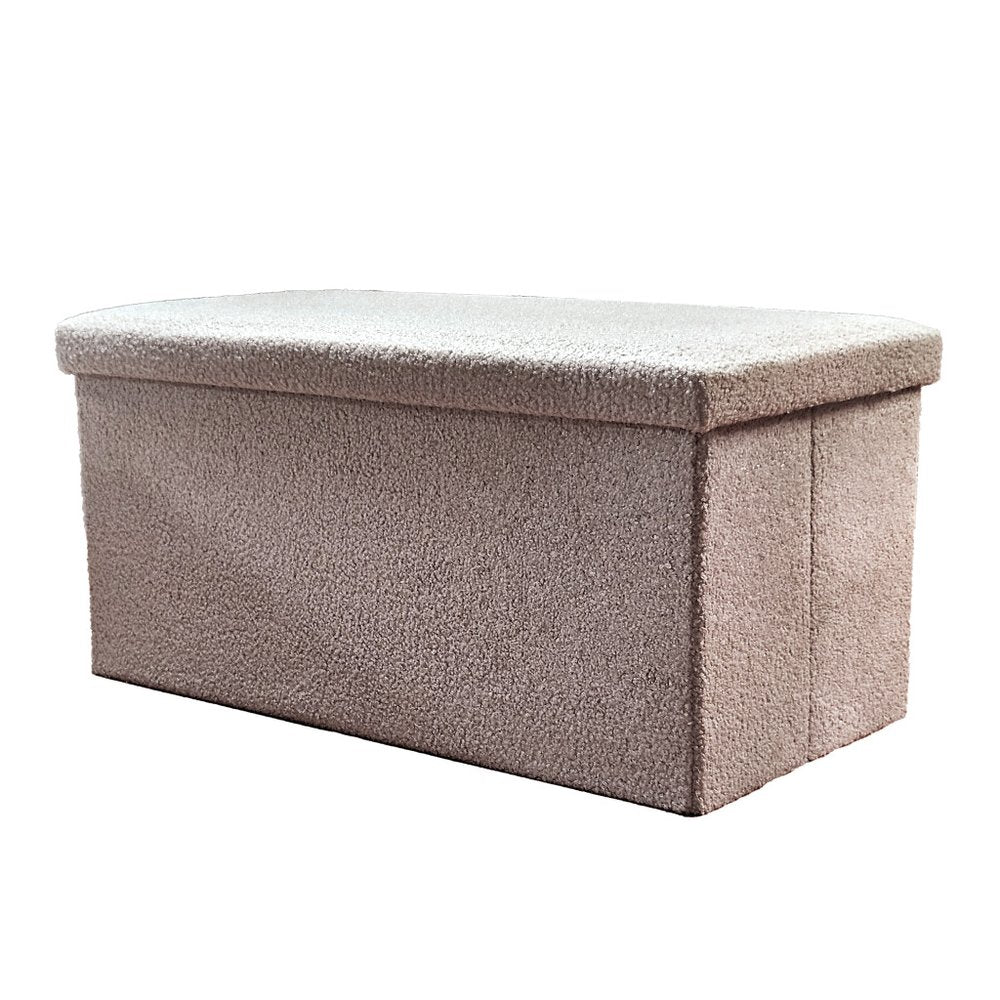 30" Black Boucle Storage Ottoman