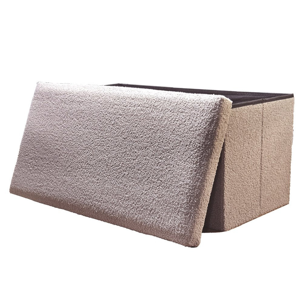 30" Black Boucle Storage Ottoman