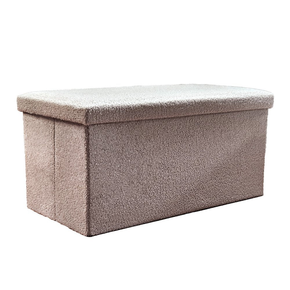 30" Black Boucle Storage Ottoman