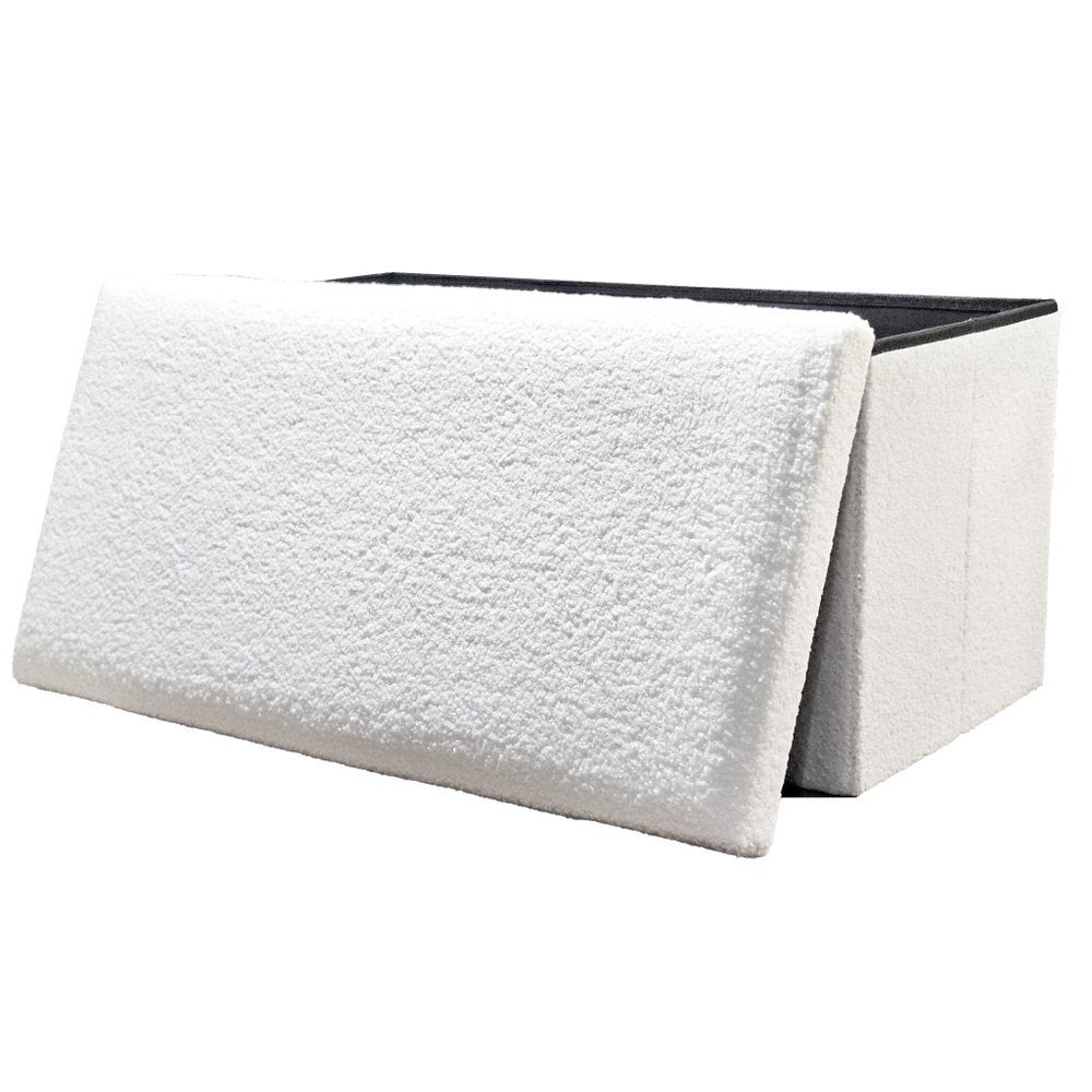 30" Black Boucle Storage Ottoman