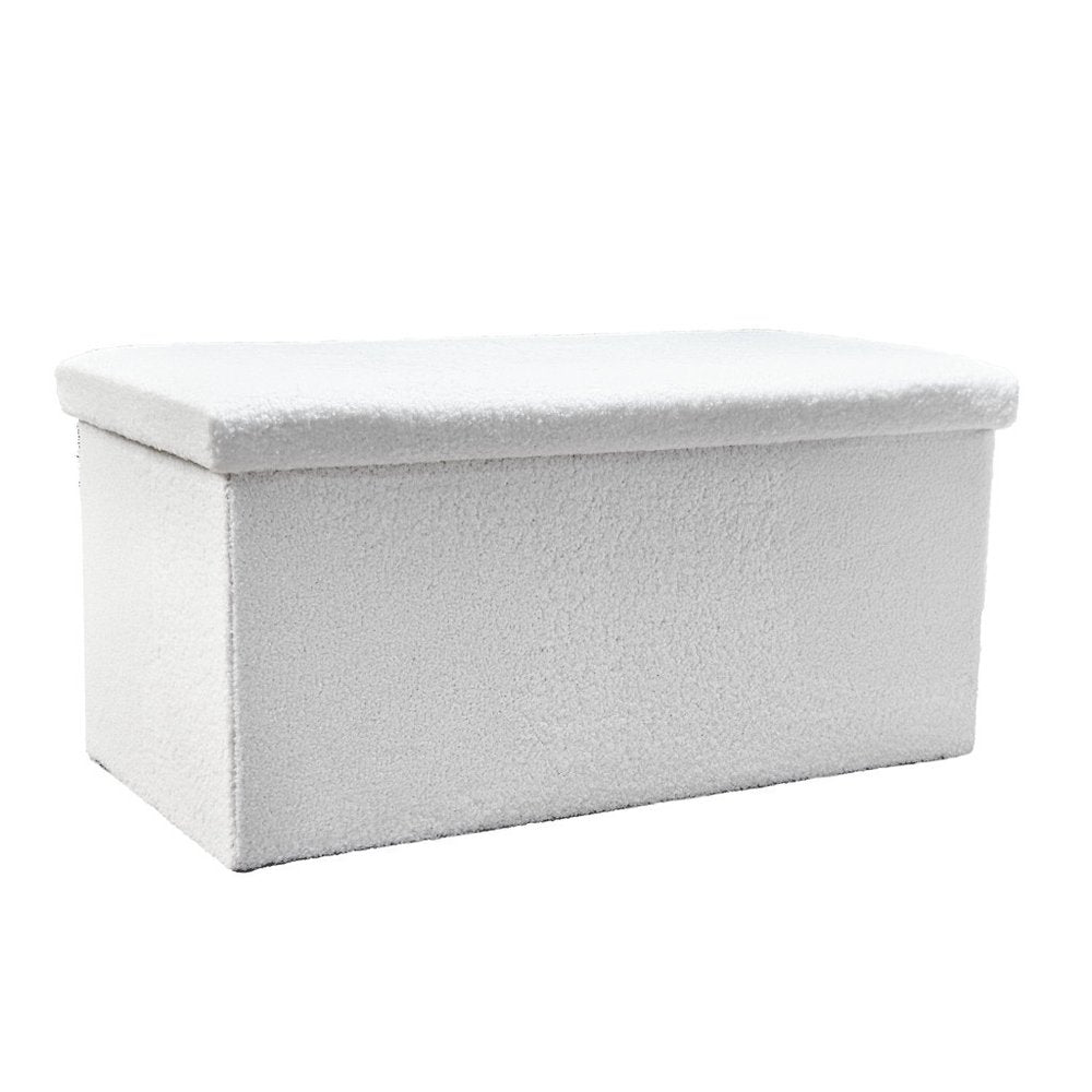 30" Black Boucle Storage Ottoman