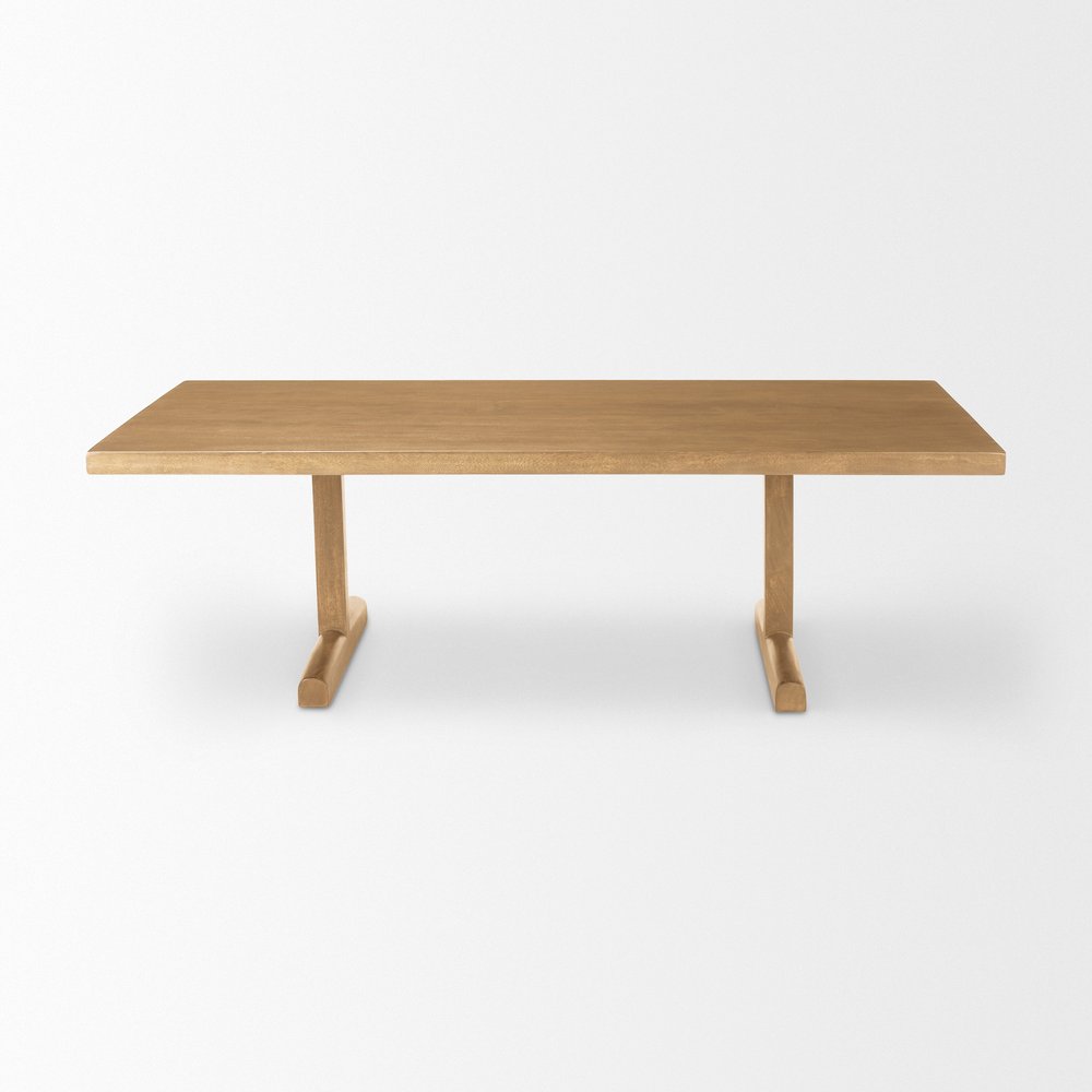 55" Natural Solid Wood Double Pedestal Coffee Table