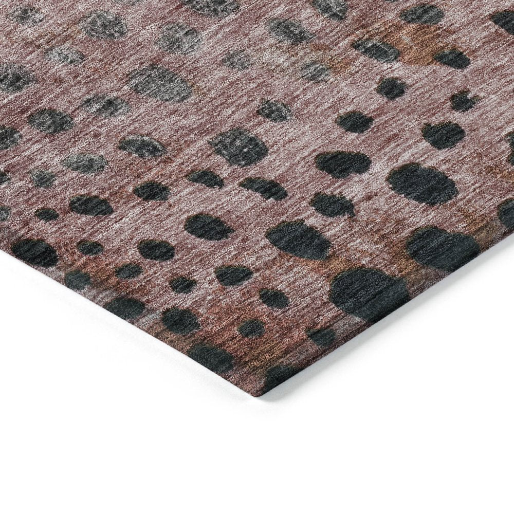 9' X 12' Terra Cotta Blue And Black Abstract Washable Indoor Outdoor Area Rug