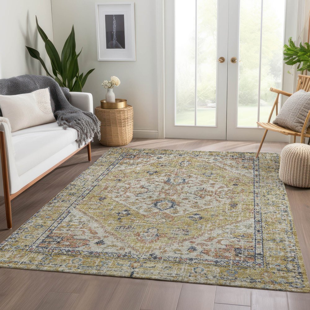 9' X 12' Wheat Terra Cotta And Black Oriental Washable Indoor Outdoor Area Rug