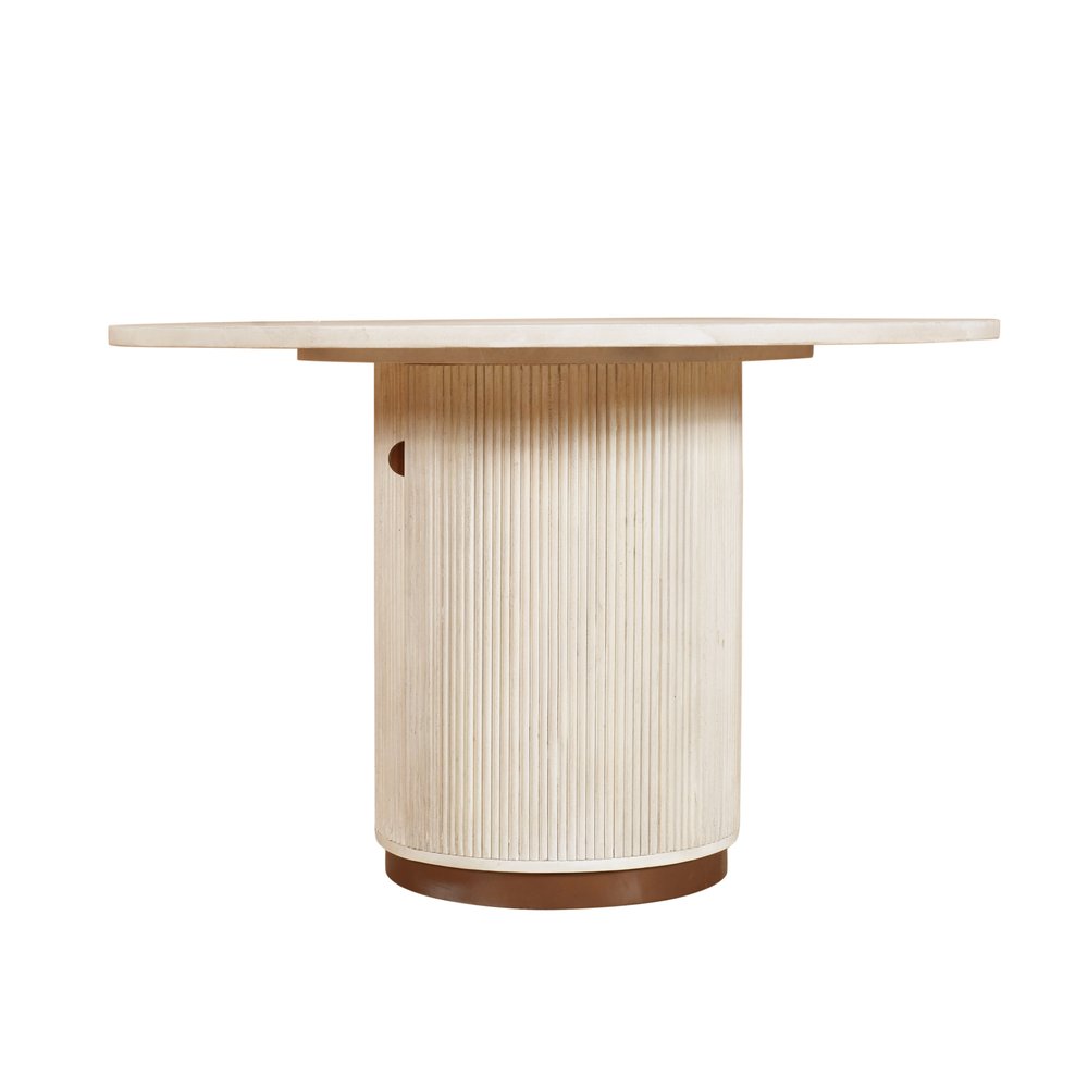 48" White Solid Wood Pedestal Base Round Top Dining Table