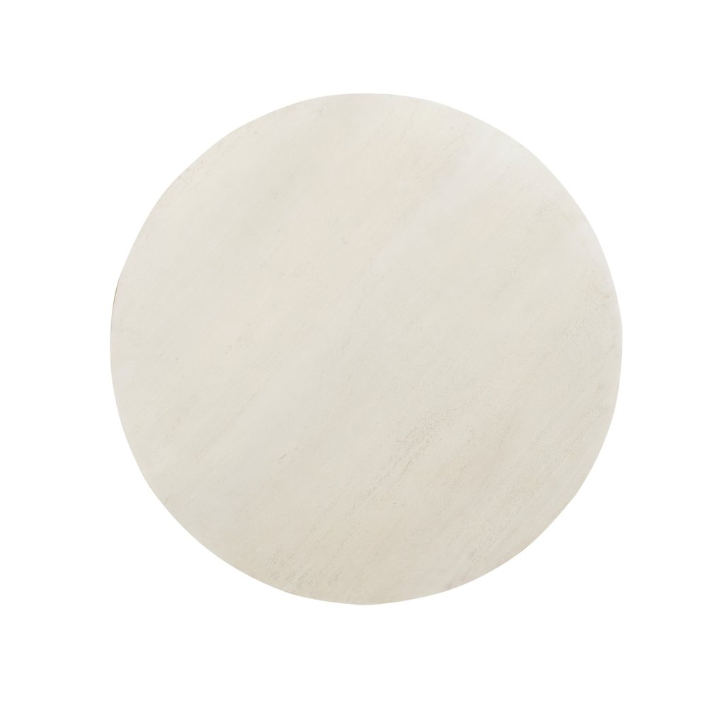 48" White Solid Wood Pedestal Base Round Top Dining Table