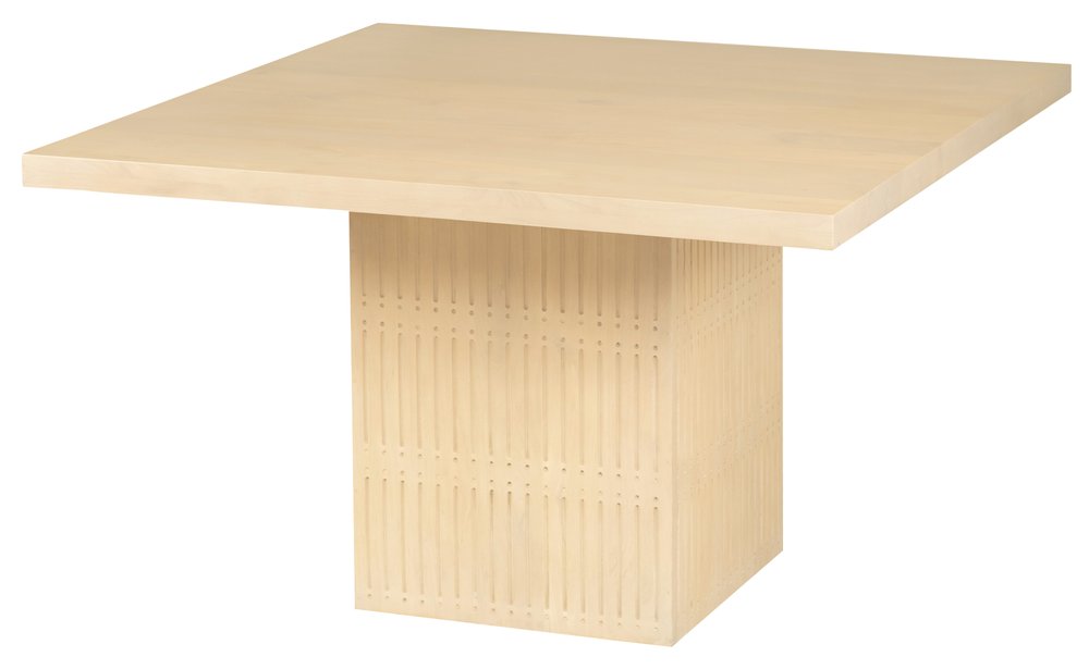 48" Natural Solid Wood Pedestal Base Square Dining Table
