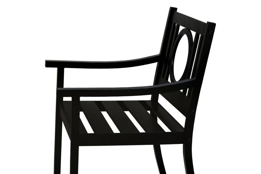 Sillón de exterior con respaldo geométrico de acero negro de 24"