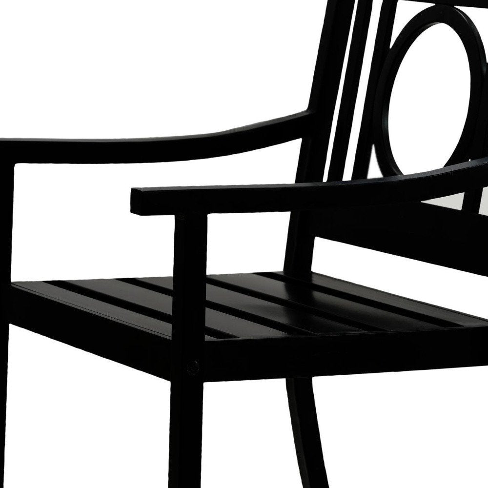 Sillón de exterior con respaldo geométrico de acero negro de 24"