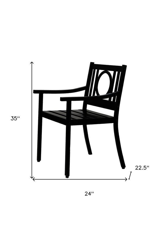 Sillón de exterior con respaldo geométrico de acero negro de 24"