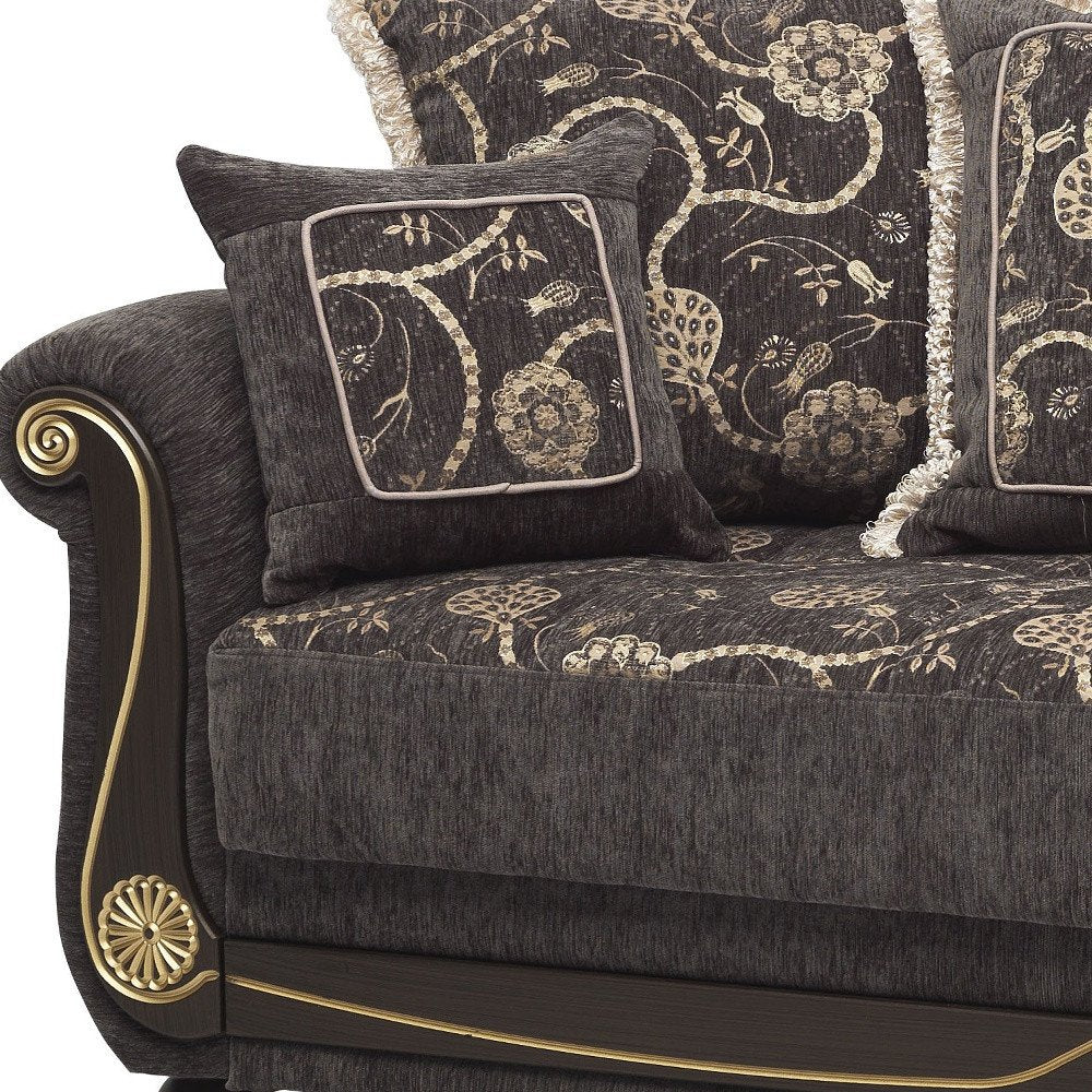 95" Gray Chenille Convertible Futon Sleeper Sofa And Toss Pillows With Storage