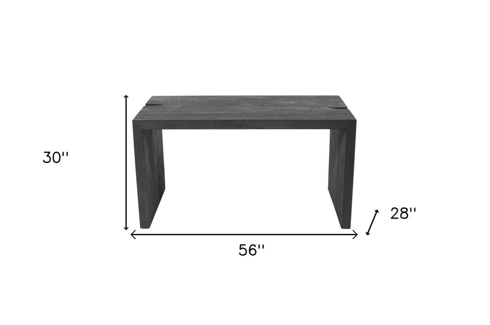 56" Graphite Reclaimed Wood Sled Writing Desk