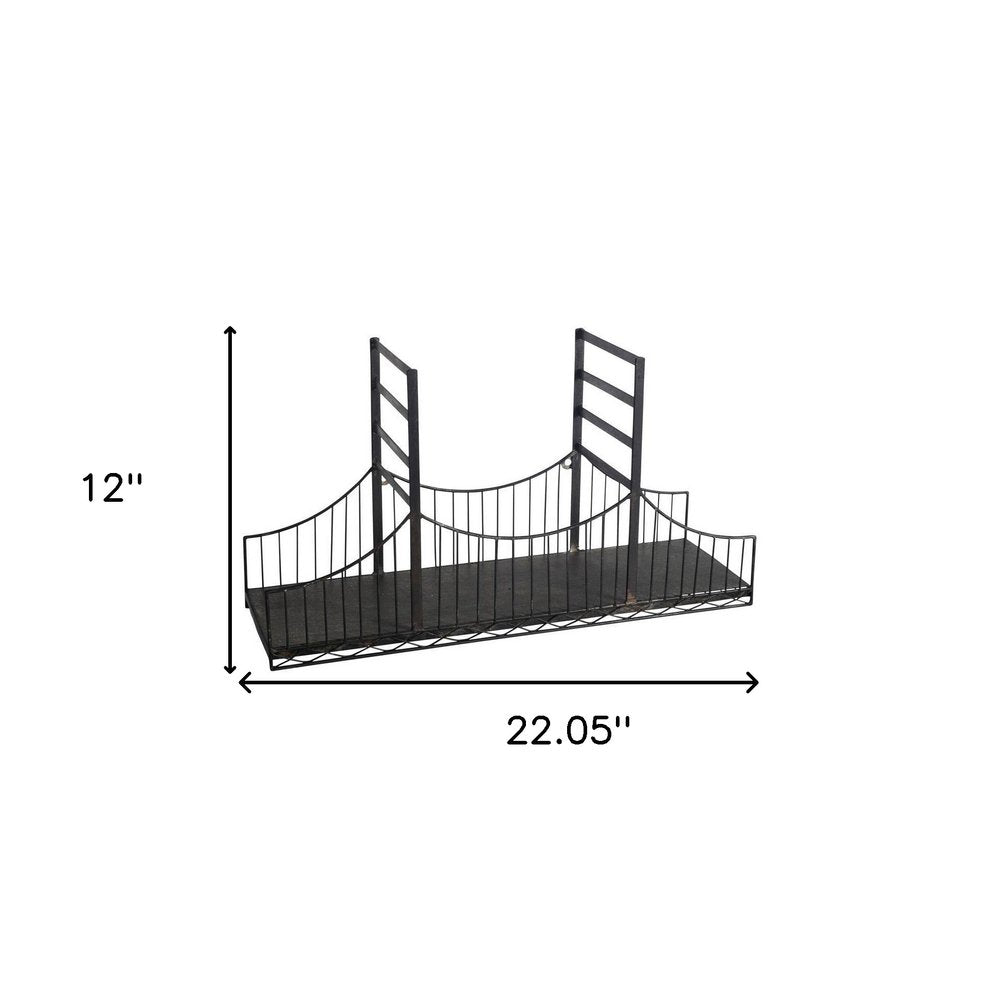 Estante decorativo de pared de metal negro de 12" con diseño novedoso