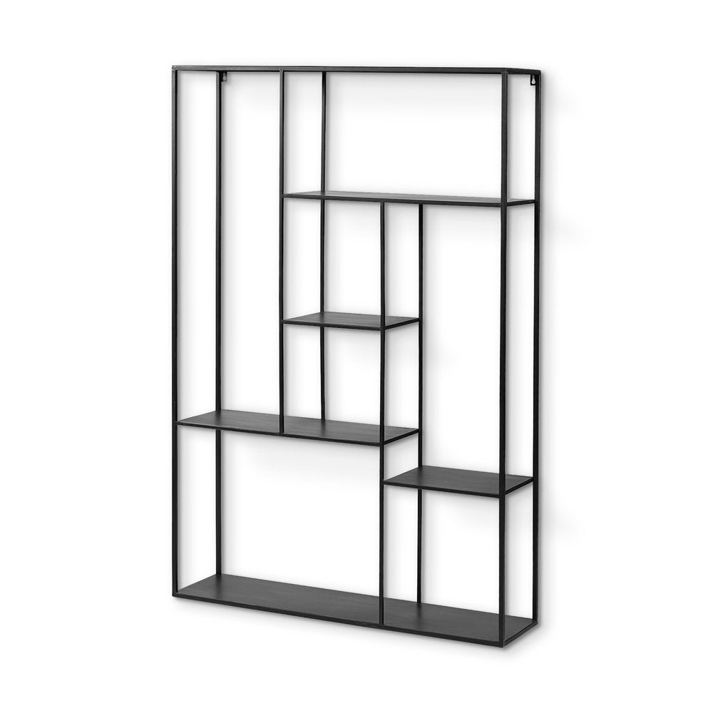Estante escalonado de pared de metal negro de 39"