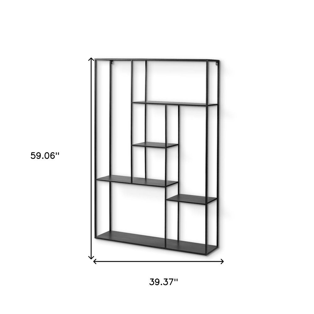 Estante escalonado de pared de metal negro de 39"