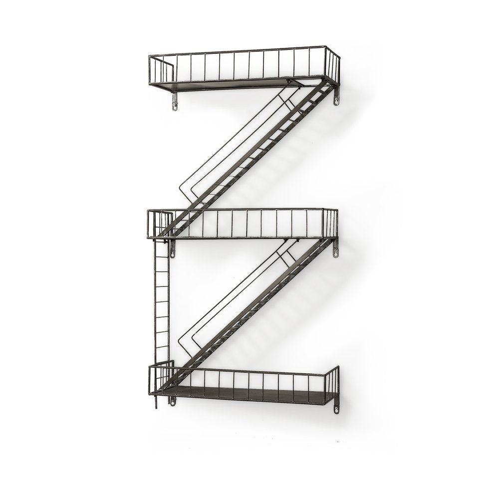 Estante decorativo de pared de metal gris metalizado de 21" con diseño novedoso