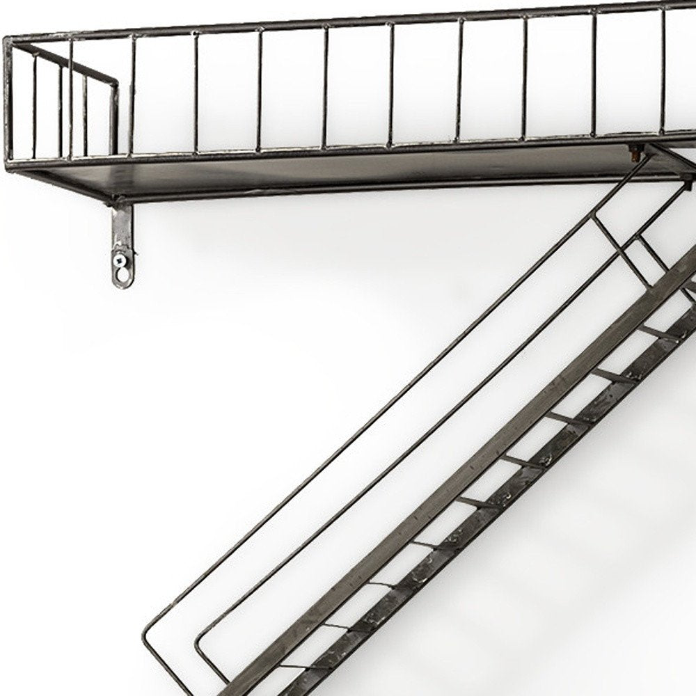 Estante decorativo de pared de metal gris metalizado de 21" con diseño novedoso