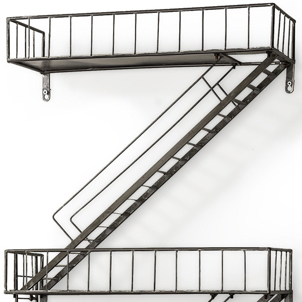 Estante decorativo de pared de metal gris metalizado de 21" con diseño novedoso