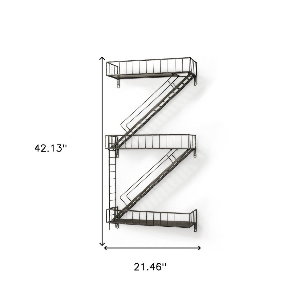 Estante decorativo de pared de metal gris metalizado de 21" con diseño novedoso