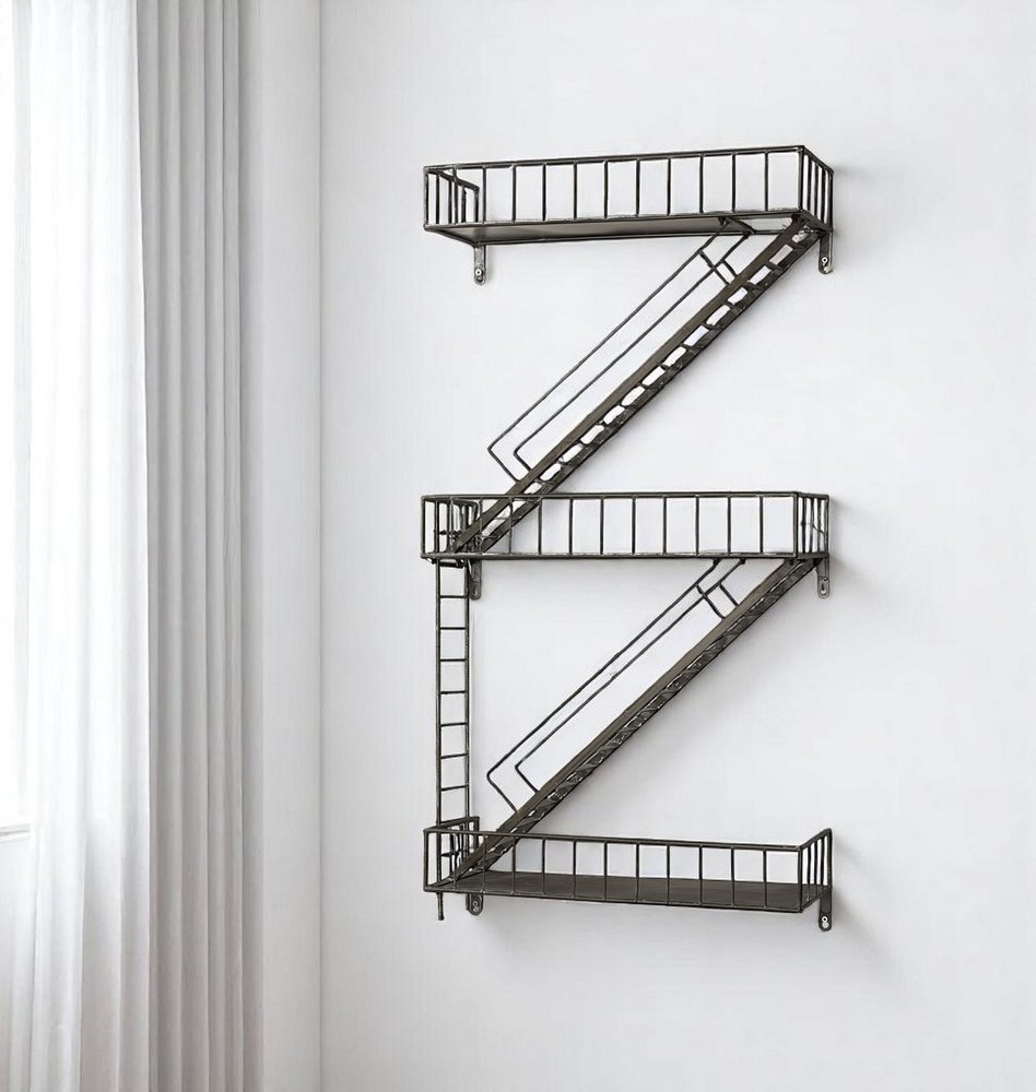 Estante decorativo de pared de metal gris metalizado de 21" con diseño novedoso