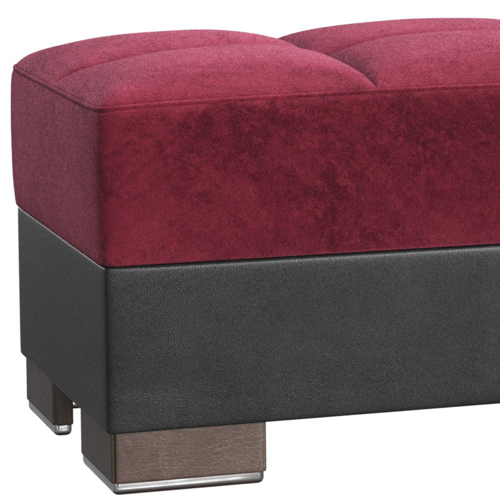 50" Burgundy Black Brown Microfiber Tufted Storage Ottoman