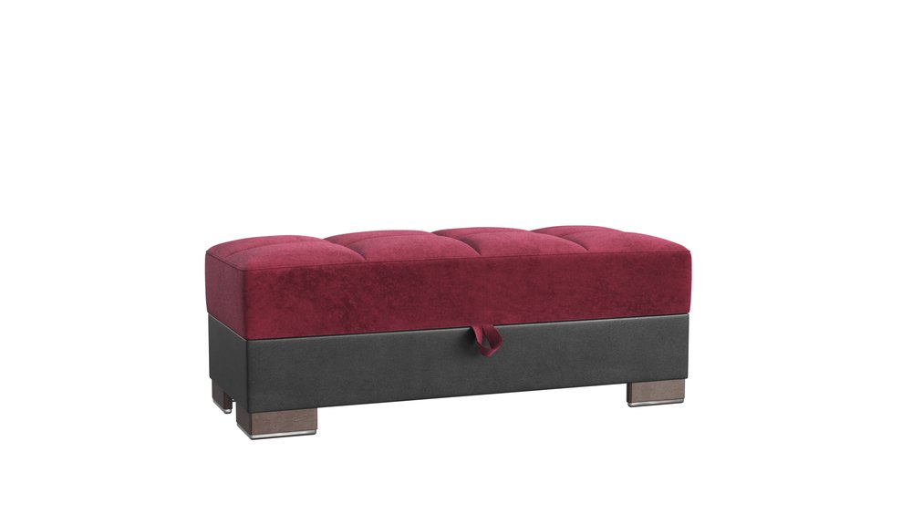 50" Burgundy Black Brown Microfiber Tufted Storage Ottoman