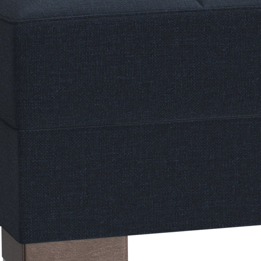 50" Dark Blue and Brown Chenille Storage Ottoman