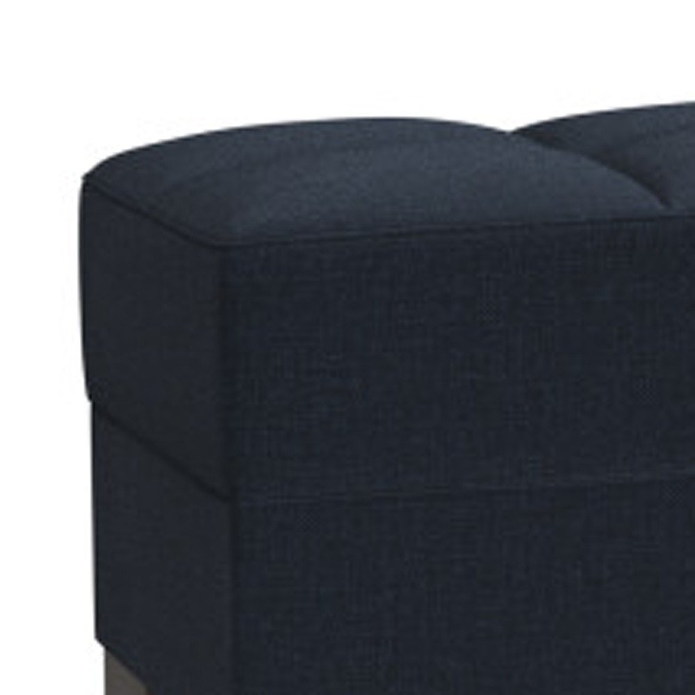 52" Dark Blue and Brown Chenille Tufted Storage Ottoman