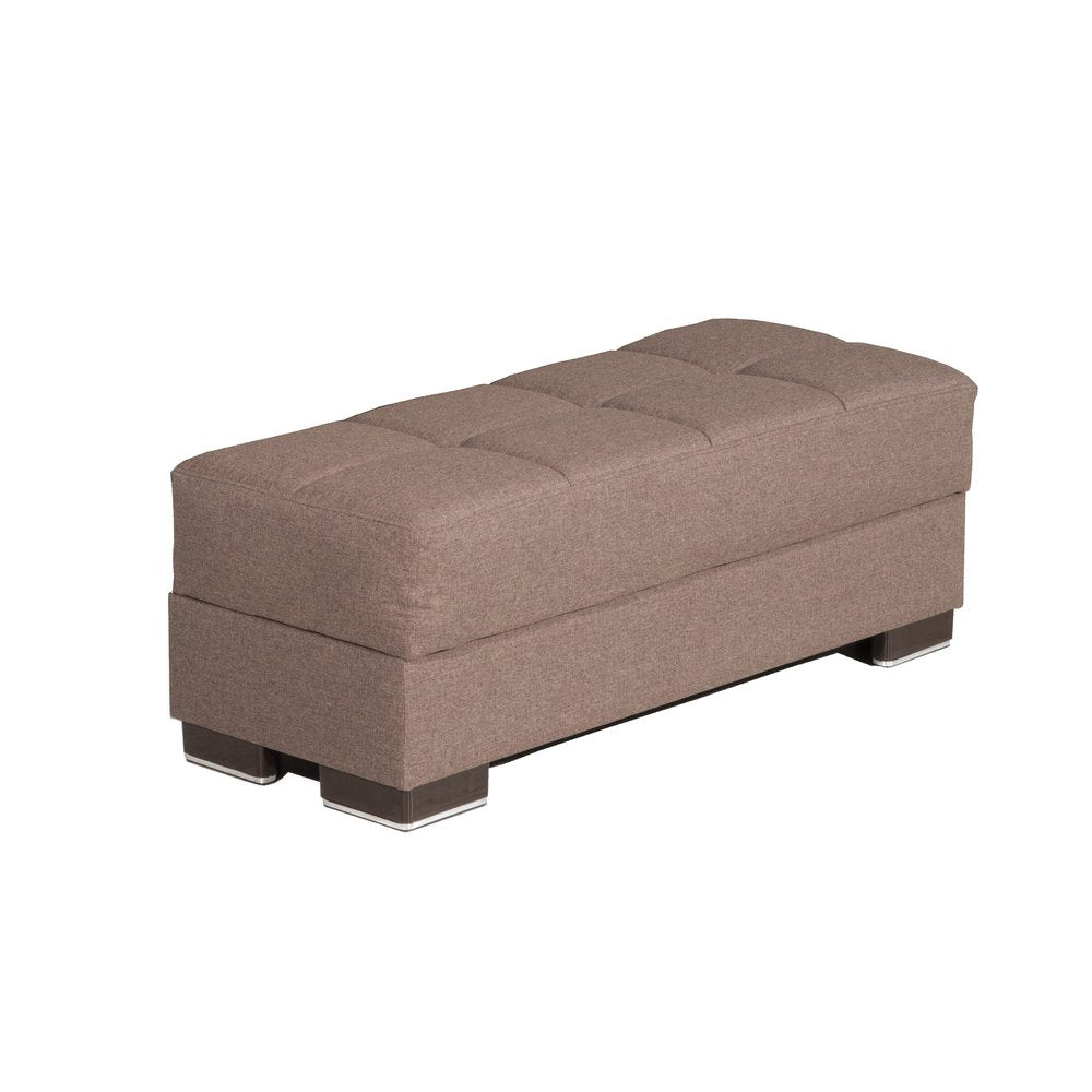 52" Brown Chenille Tufted Storage Ottoman