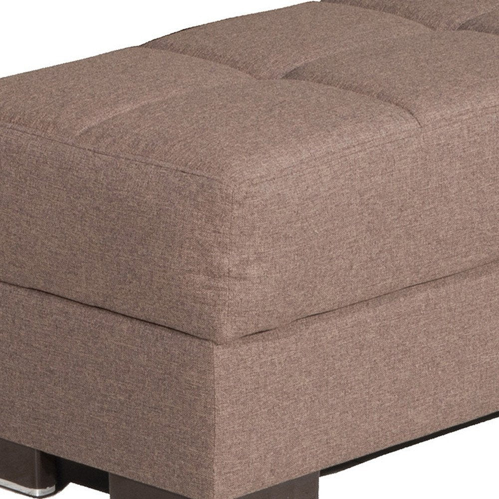 52" Brown Chenille Tufted Storage Ottoman