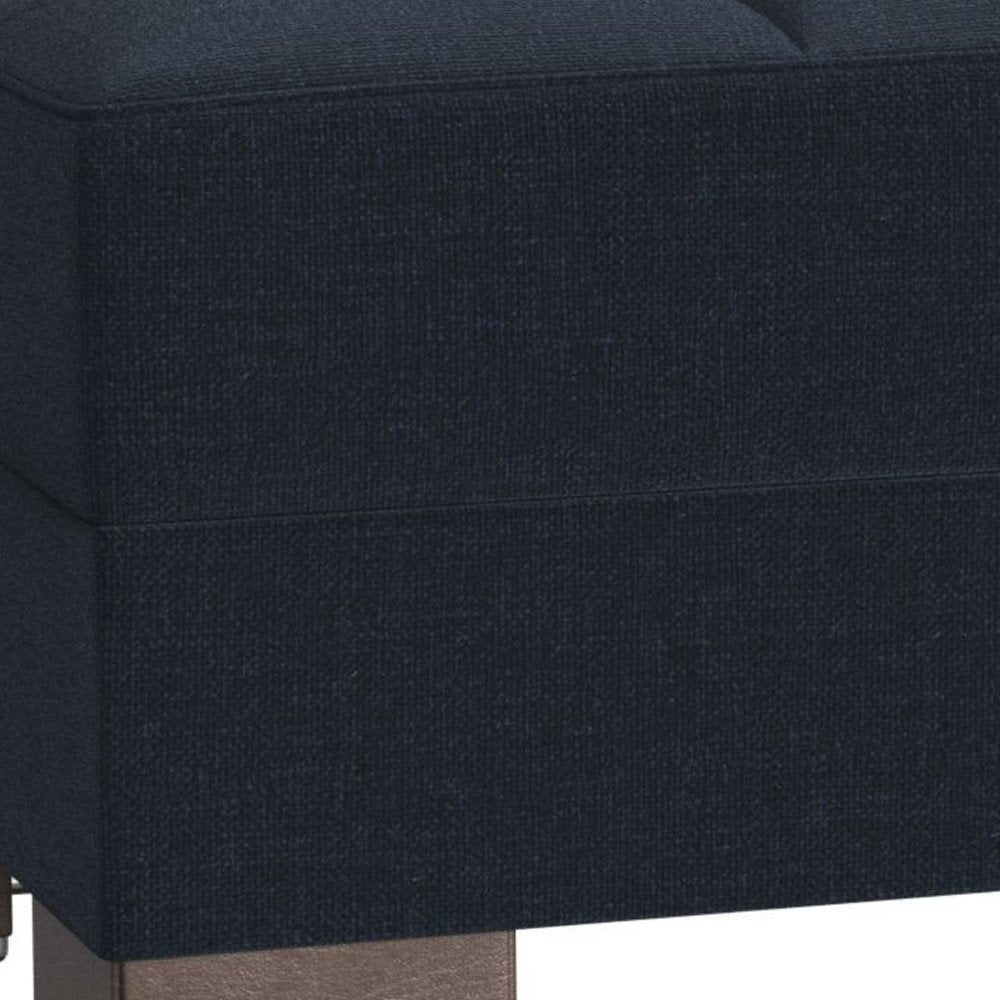52" Dark Blue and Brown Chenille Tufted Storage Ottoman