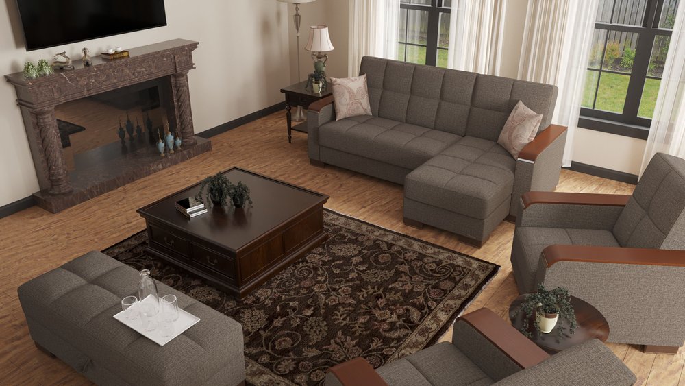 52" Brown Chenille Tufted Storage Ottoman