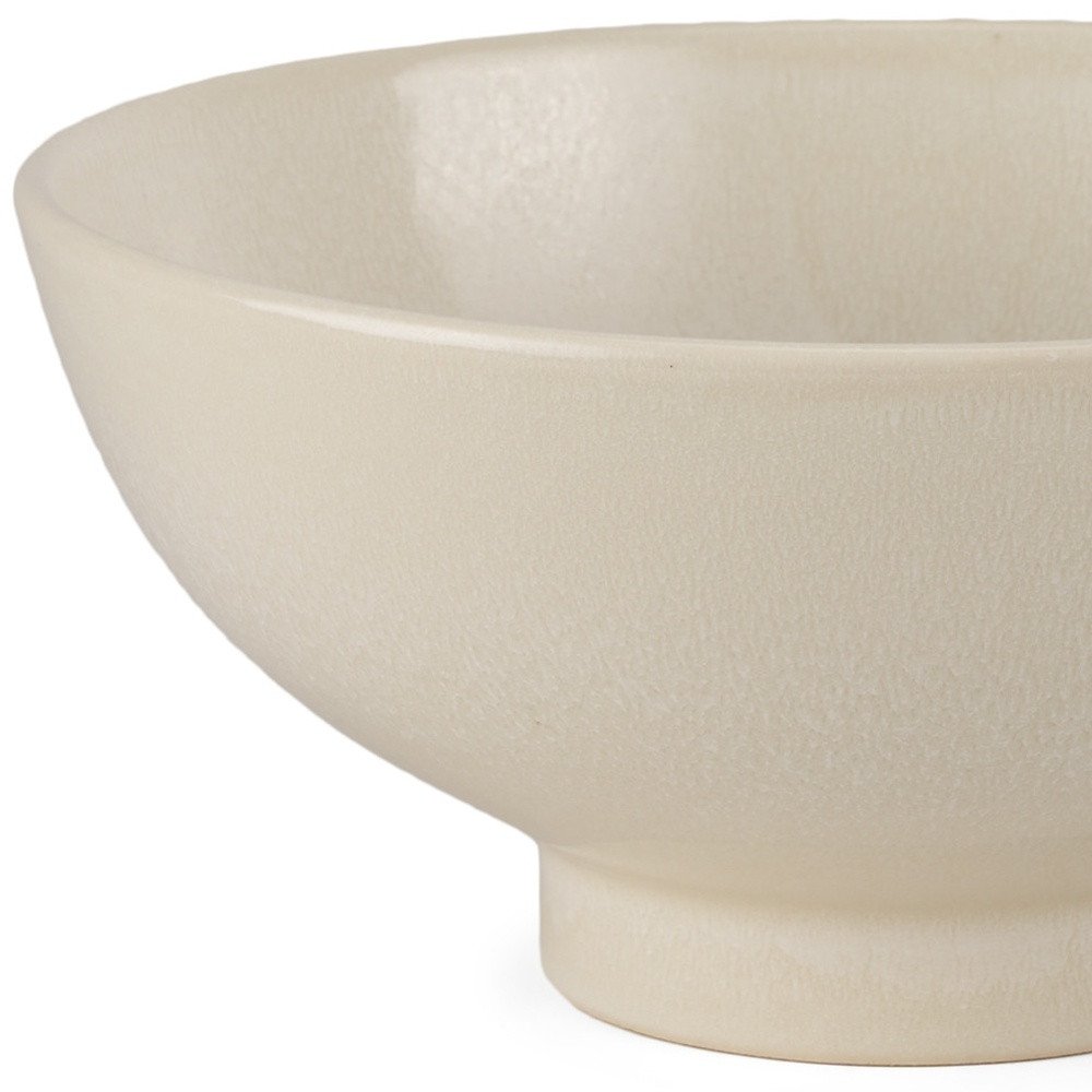 Cuenco de pedestal redondo de cerámica color crema de 12" para centro de mesa