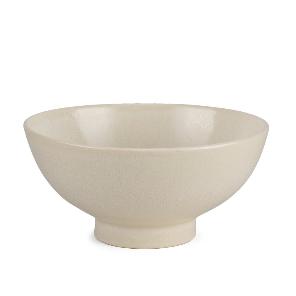 12" Cream Ceramic Round Pedestal Centerpiece Bowl