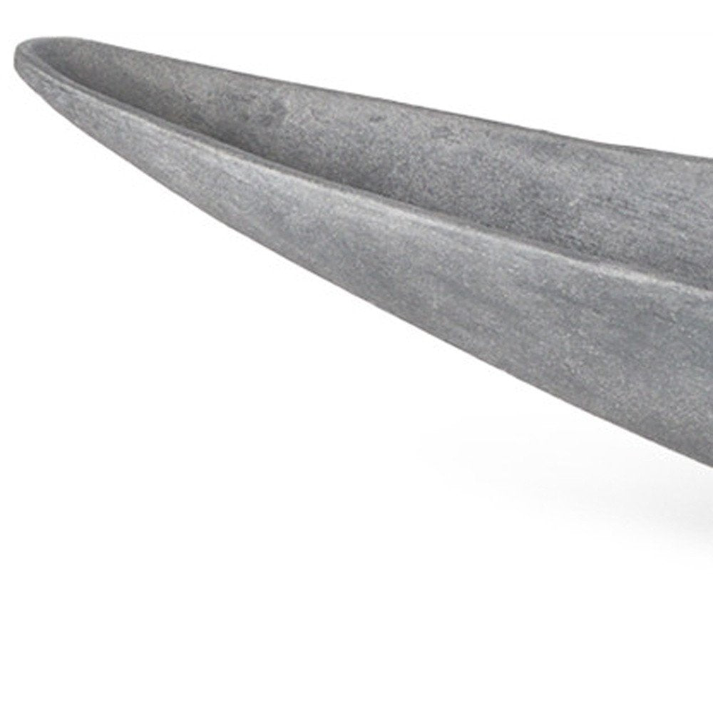 Cuenco central ovalado de aluminio fundido gris de 32"