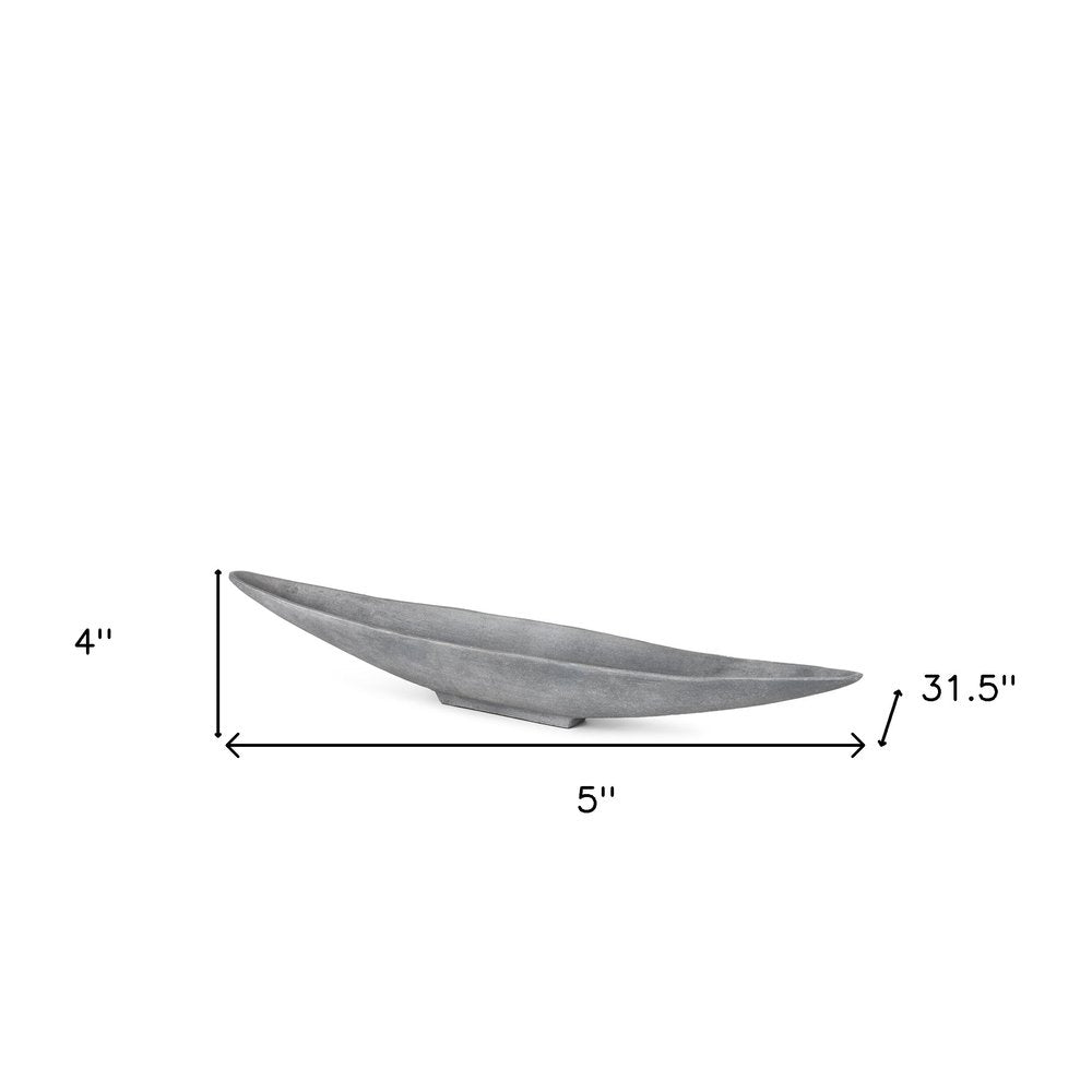 Cuenco central ovalado de aluminio fundido gris de 32"