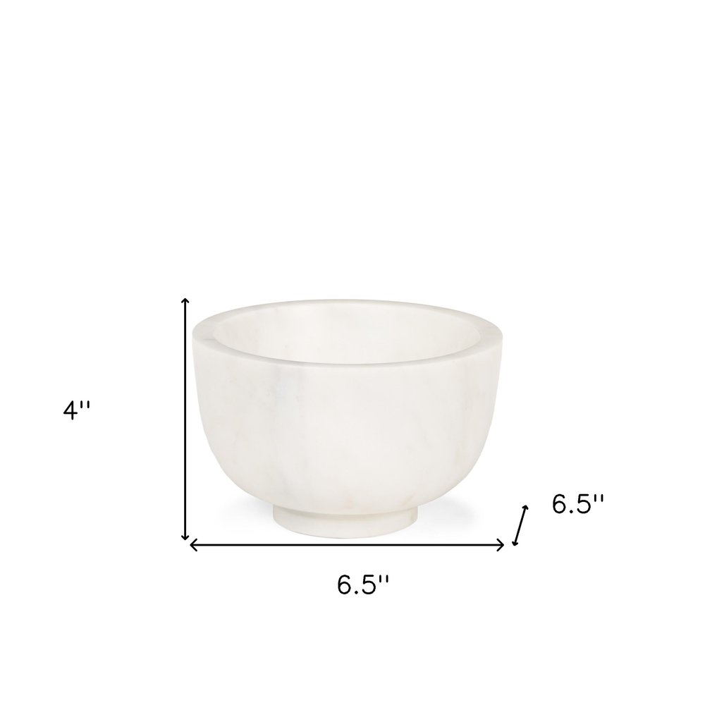 7" White Marble Round Decorative Bowl