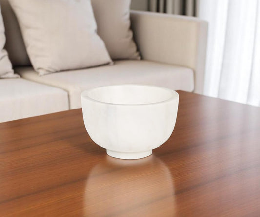Cuenco decorativo redondo de mármol blanco de 18 cm