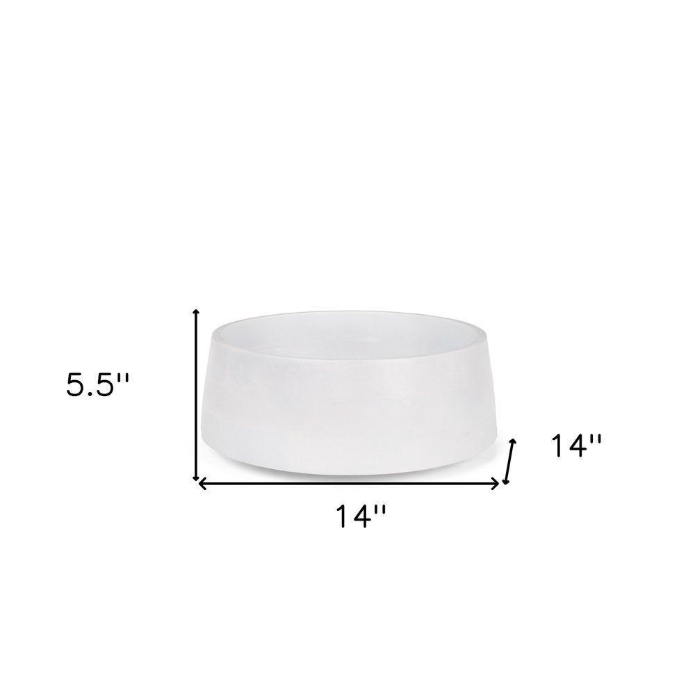 14" White Wood Round Centerpiece Bowl