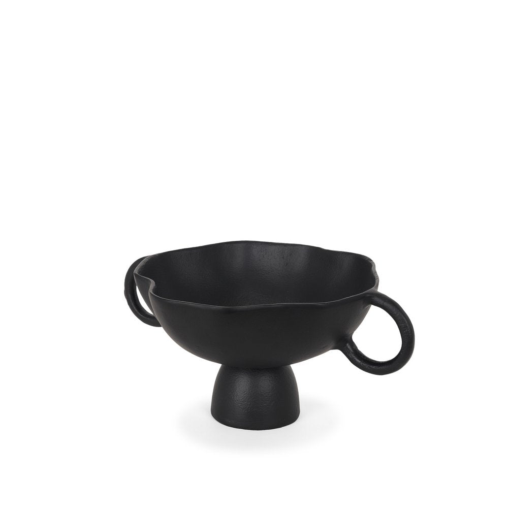 Cuenco de centro de mesa con pedestal redondo de metal negro de 11"