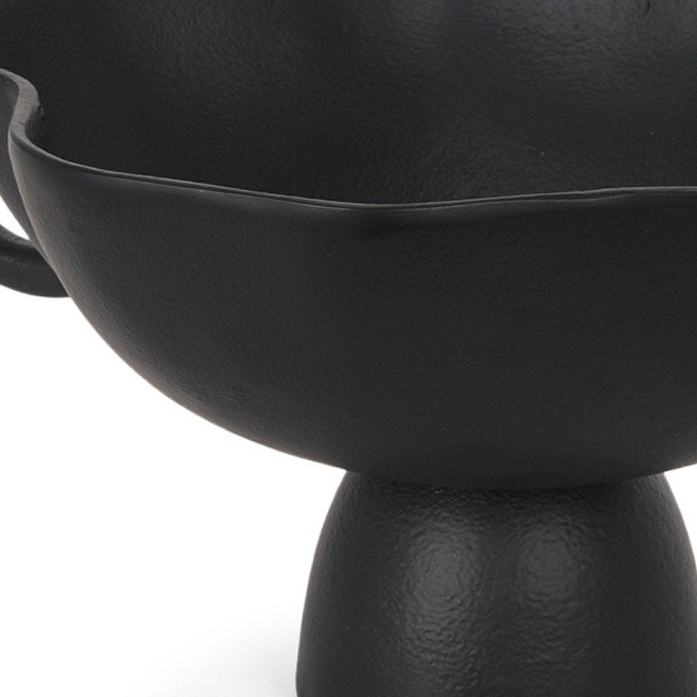 11" Black Metal Round Pedestal Centerpiece Bowl