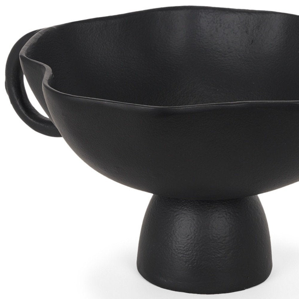 11" Black Metal Round Pedestal Centerpiece Bowl