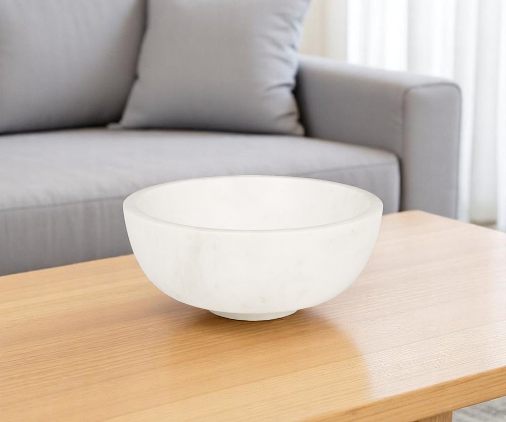 10" White Marble Round Centerpiece Bowl