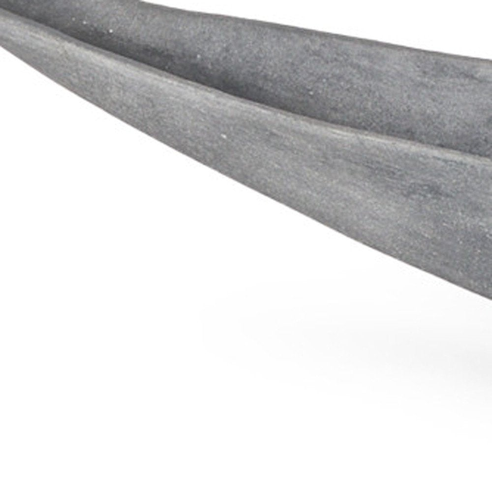 Cuenco central ovalado de aluminio fundido gris de 39" con forma de barco